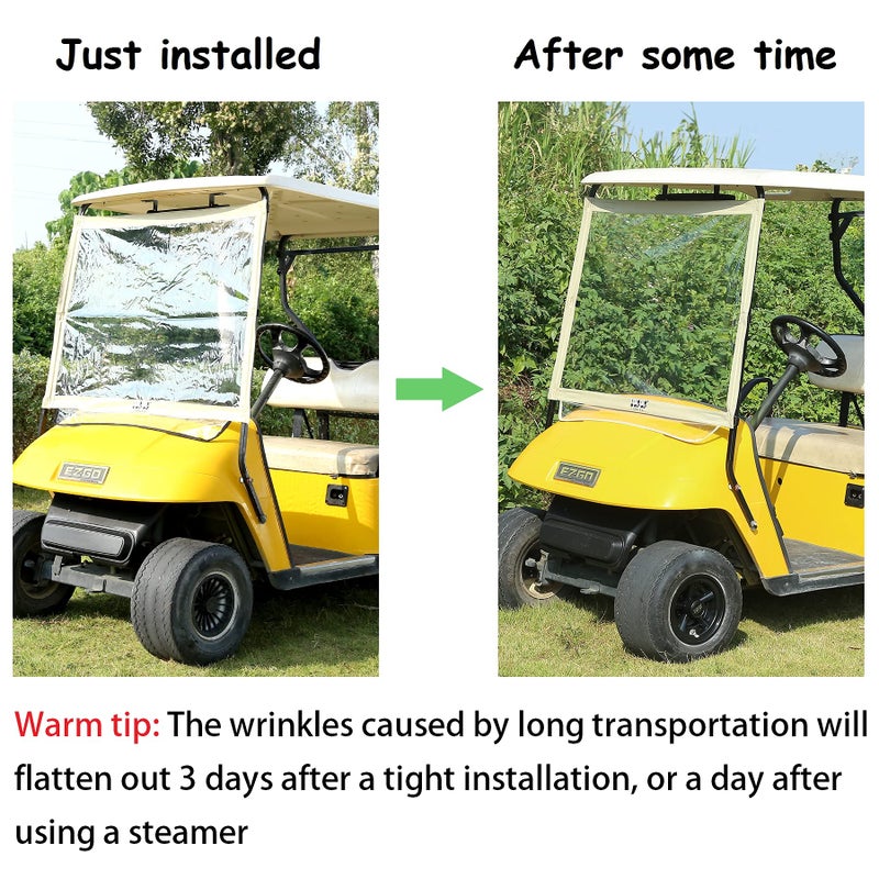 10L0L Golf Cart Foldable Windshield for EZGO TXT, Clear Film PVC Impact-Resistant Windproof - Image 4